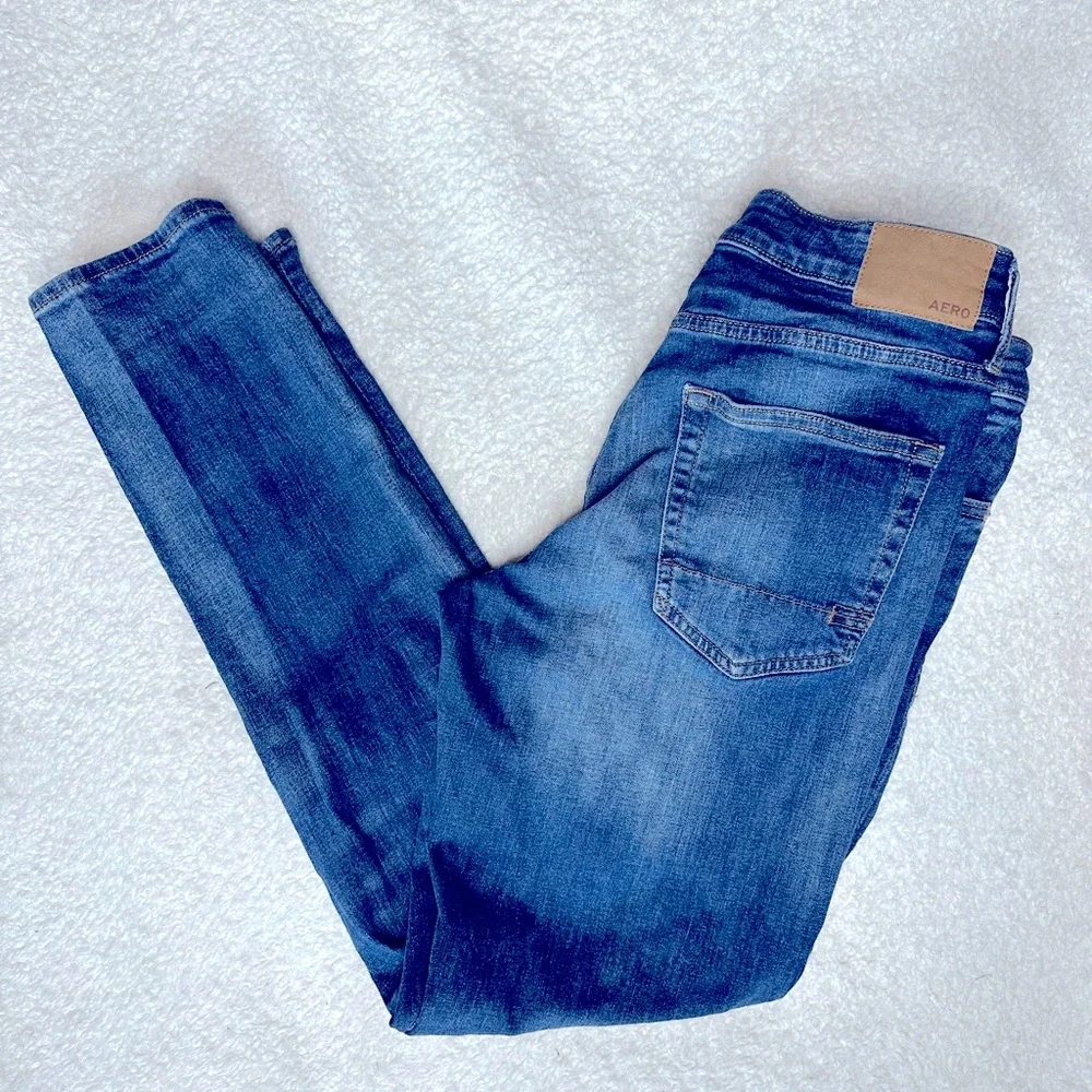 Aeropostale Men's Athletic Skinny Jeans - Classic Dark Blue - Picture 3 of 6